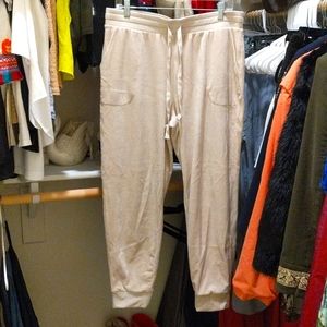 Donna Karan Cream Velvet/Velour Lounge Pants XL